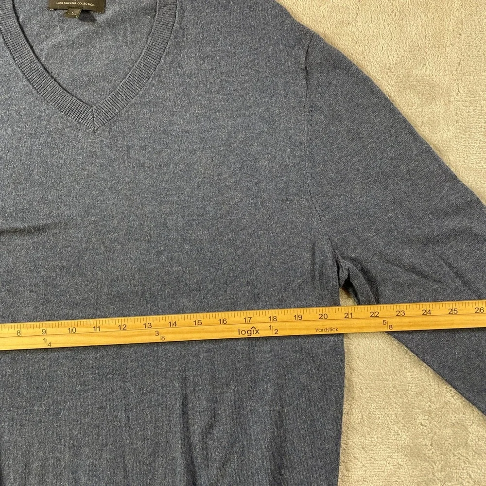 Banana Republic Luxe Sweater Mens Large Blue V Neck‎ Office Preppy Casual Luxury